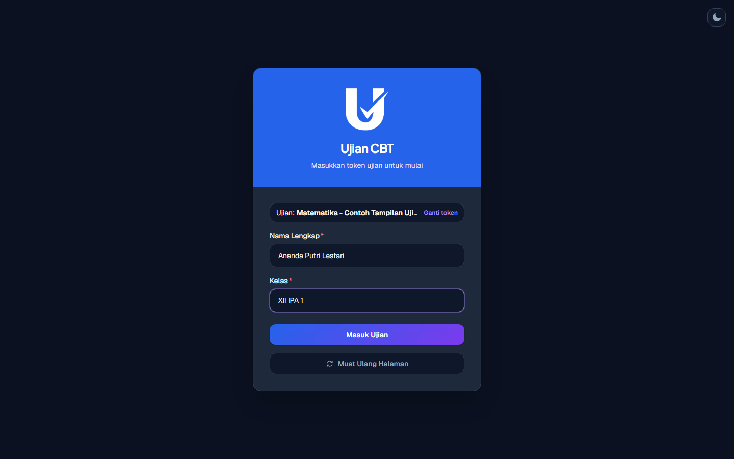 Siswa cukup masukkan token